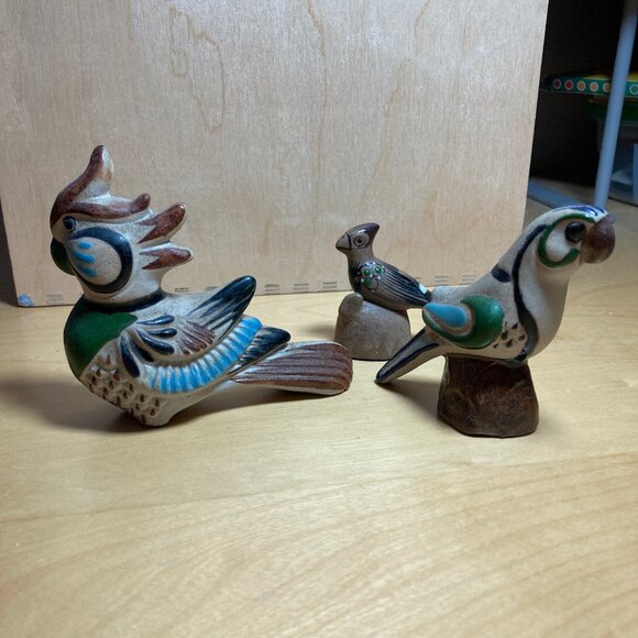 Lot of Tonala Birds Pottery Artist Signed - Picture 3 of 9